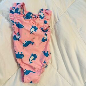 Cat & Jack Pink Swimsuit with Blue Narwhals